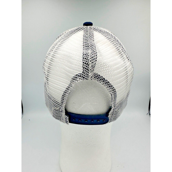 Yeti Coolers Mesh Snapback Trucker Hat Blue White Logo Baseball Cap Embroidered - Picture 4 of 7